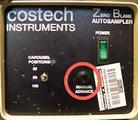 Front view of the Costech zero-blank autosampler control box